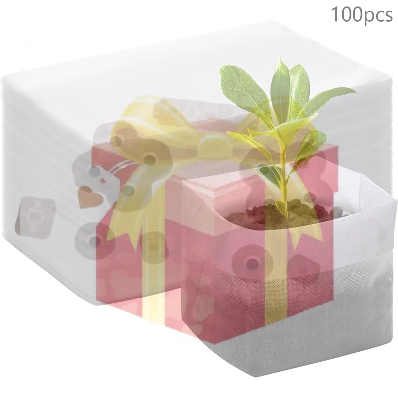 【HG】100PCS 8x10cm Biodegradable Plant Nursery Grow Bag Non-woven Fabric Seeds To Sow Flower Pots for Home Garden Accessories