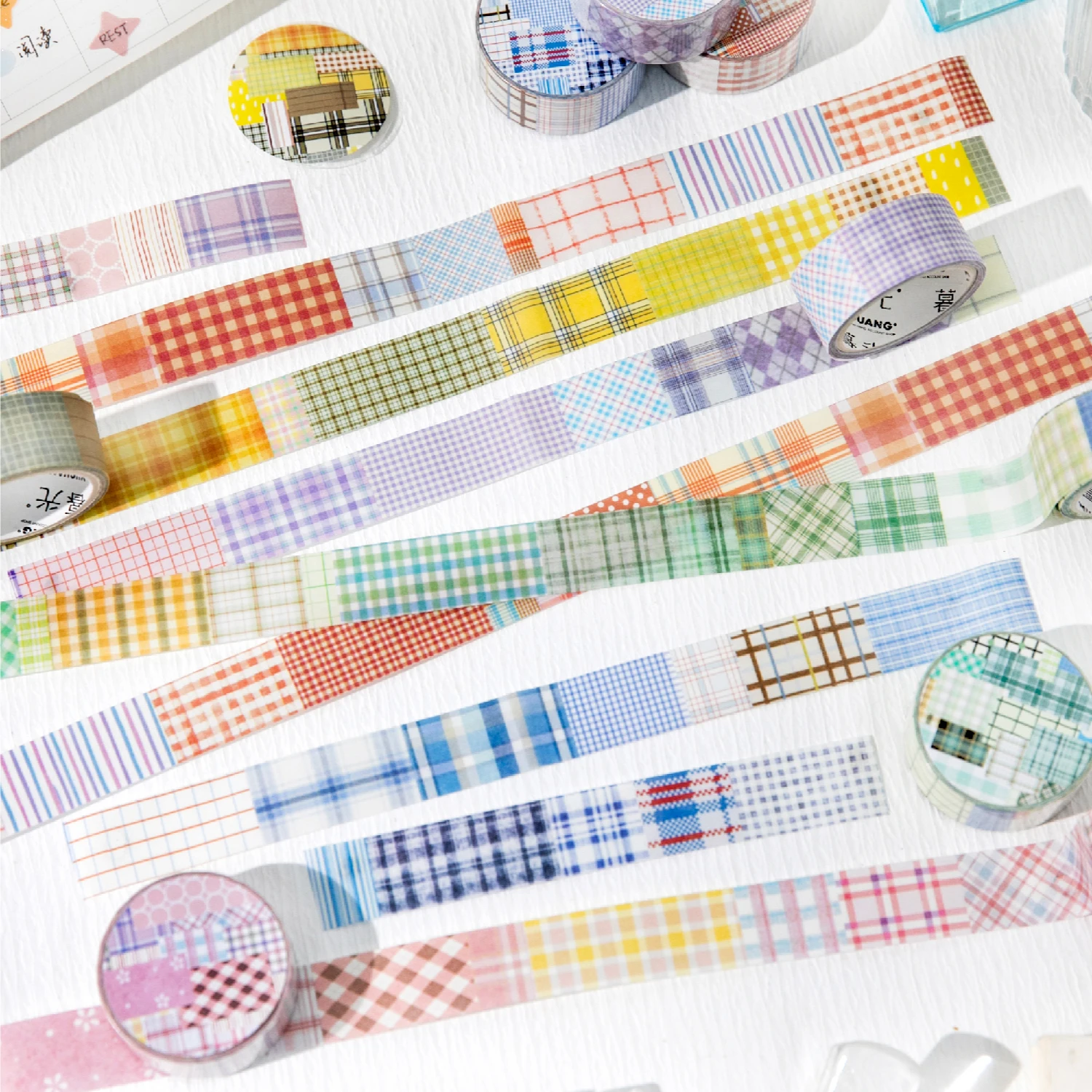 1 Roll Linen Plaid Theme Retro Washi Tape for DIY Journal, Photo Frame Collage Material, Scrapbook, Phone Case Decoration
