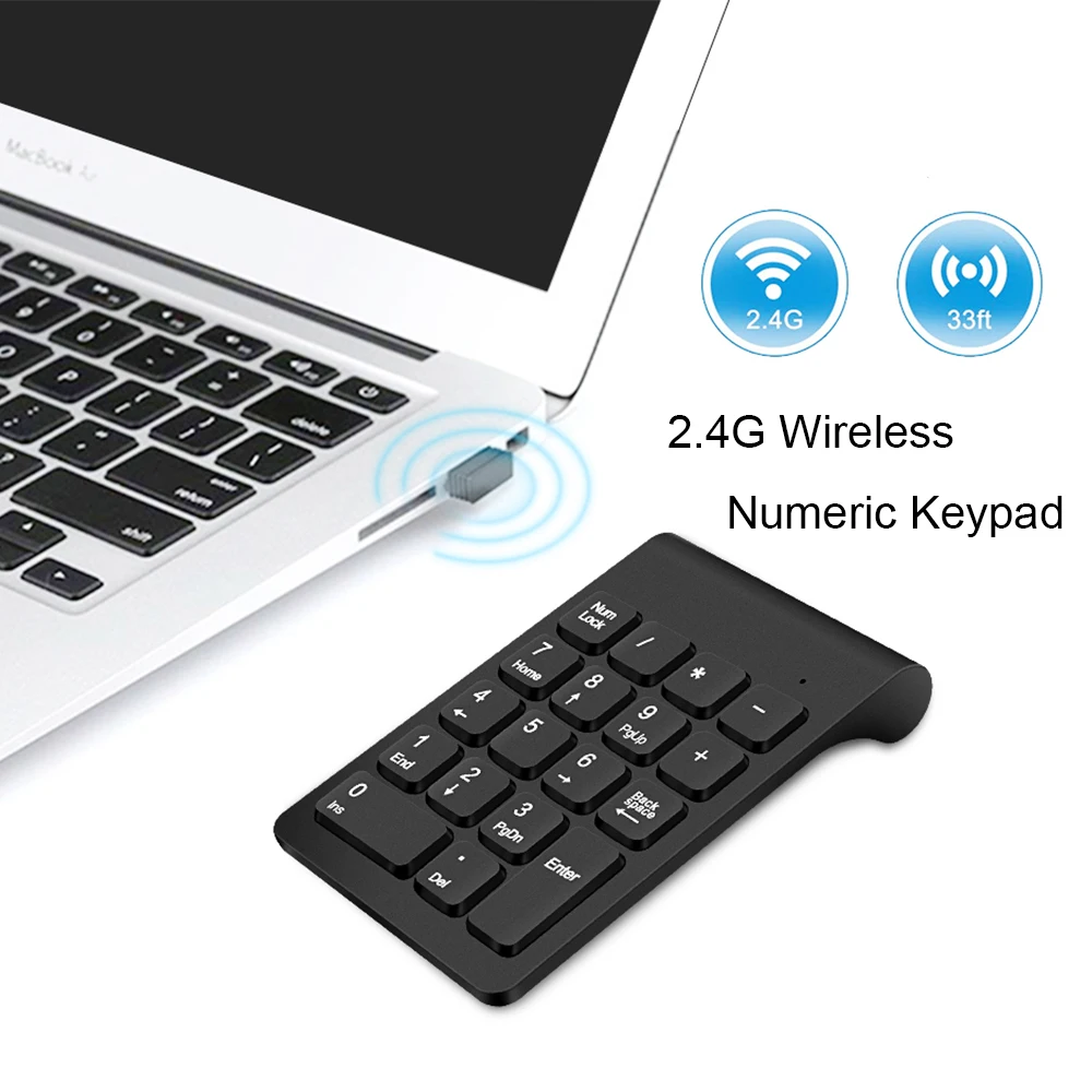 Lefon 2.4G Wireless Numeric Keypad 18 Keys Mini Digital Number Keyboard For PC Laptop Notebook Tablets Accounting Bank