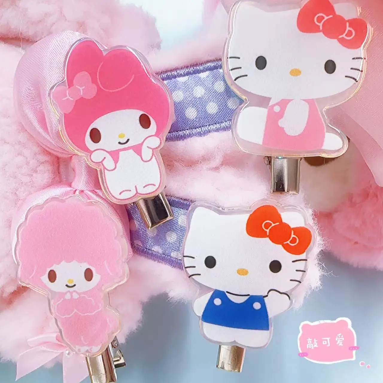 

hello kitty my melody cartoon acrylic hair clips pair My piano sweet side card girl versatile accessories headdress for girls