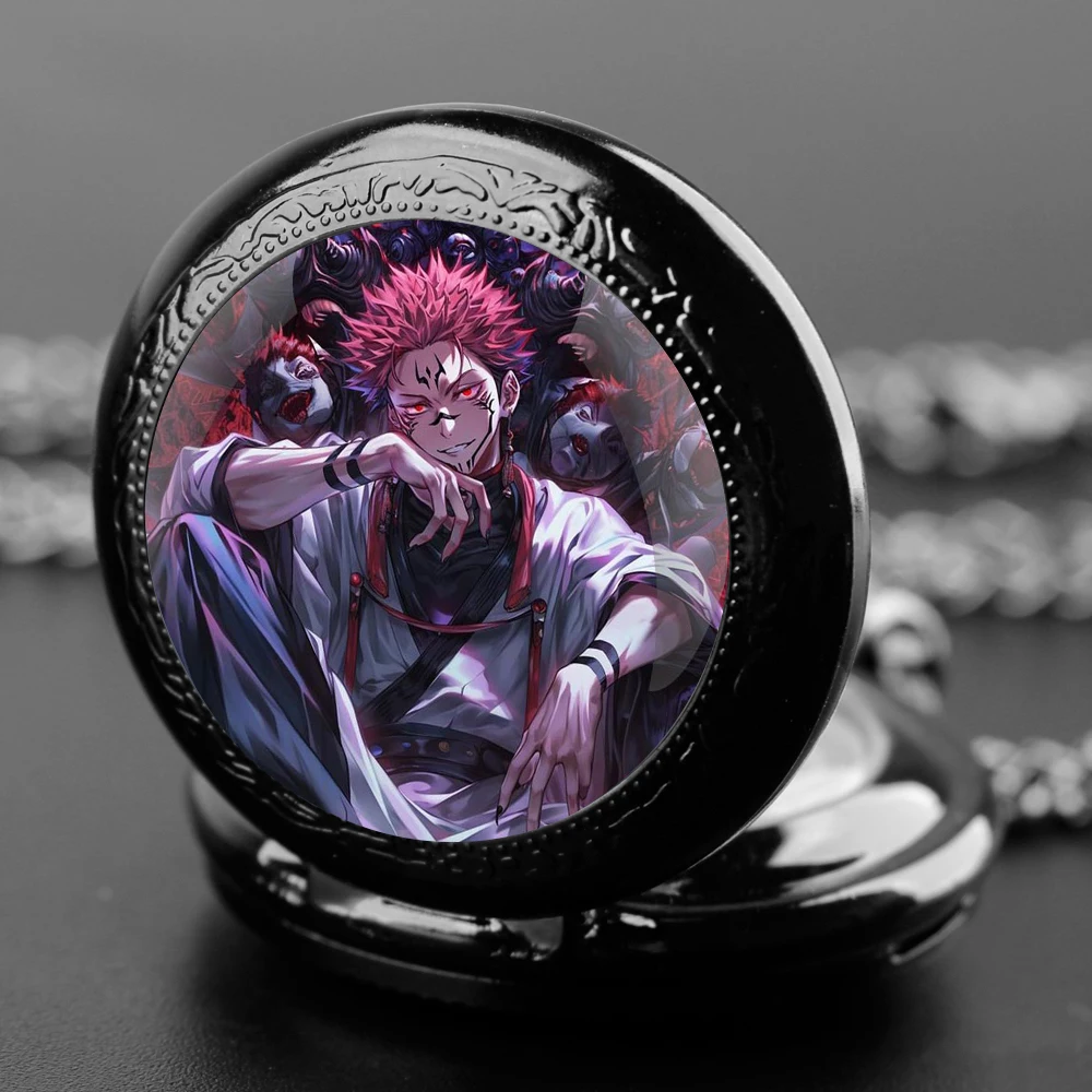 Jujutsu Kaisen Design Pocket Watch Elegant Exquisite Clock With Necklace Chain Anime Ryomen Sukuna Relogio Men Women Best Gift