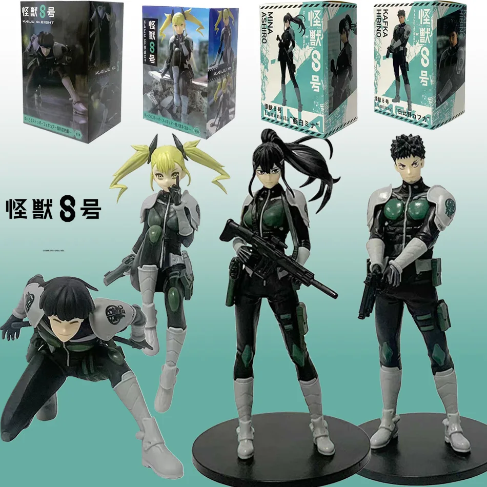 

In Stock 1-4PCS Amine Kaiju No. 8 Figure Kafka Hibino Mina Ashiro Skeleton Creative PVC Model Toys Kids Action Statue Doll Gift