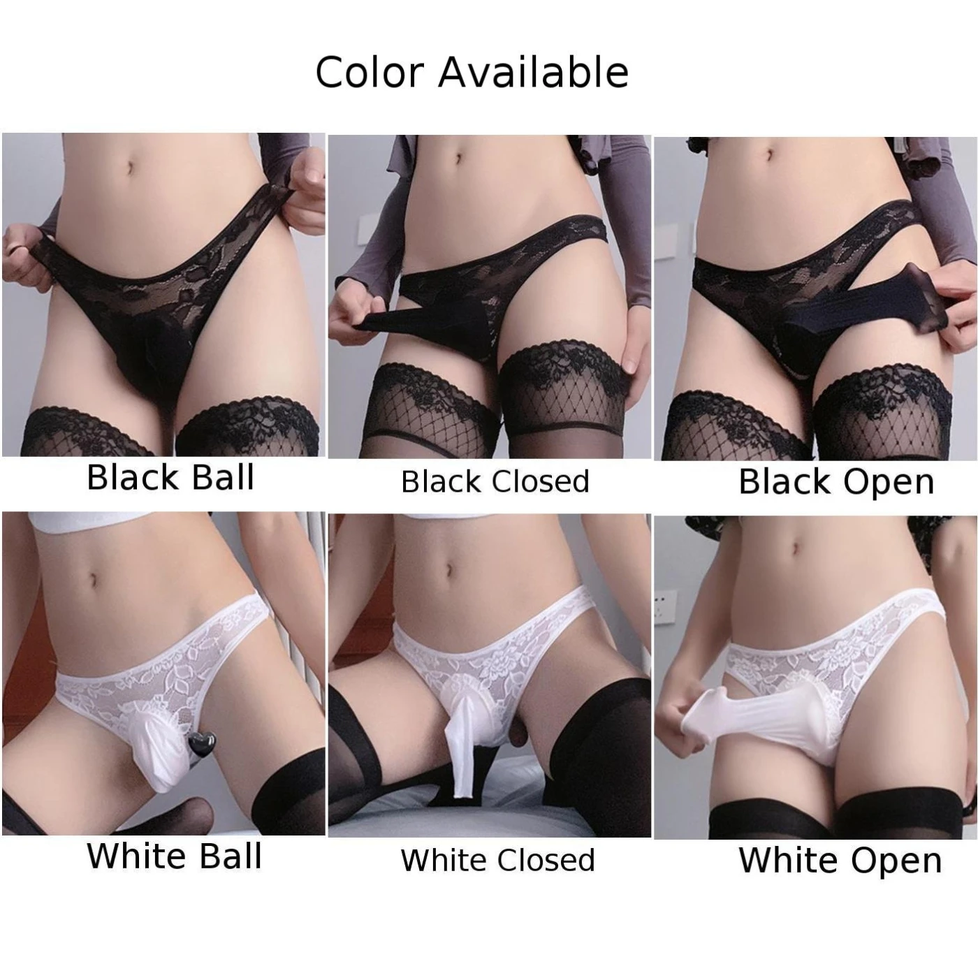 Men\'s Sissy Sexy Lace Briefs Transparent Thongs Underwear See Through Underpants Ball Pouch Gays Panties Soft G-String Lingerie