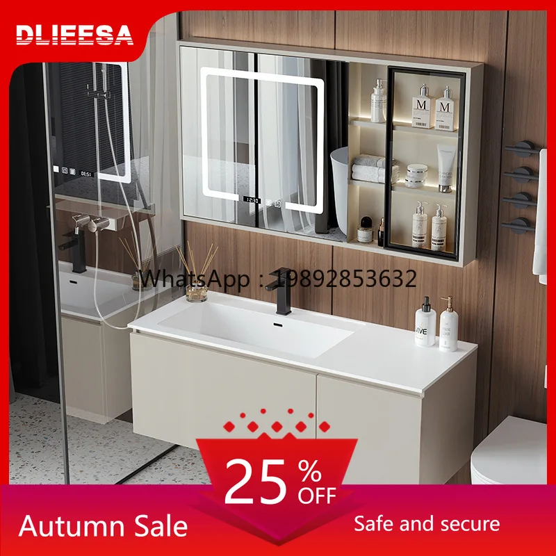 

LYY Rock Basin Bathroom Cabinet Set Skin Feel Smart Bathroom Washstand Simple Face Wash Seamless Basin Cabinet