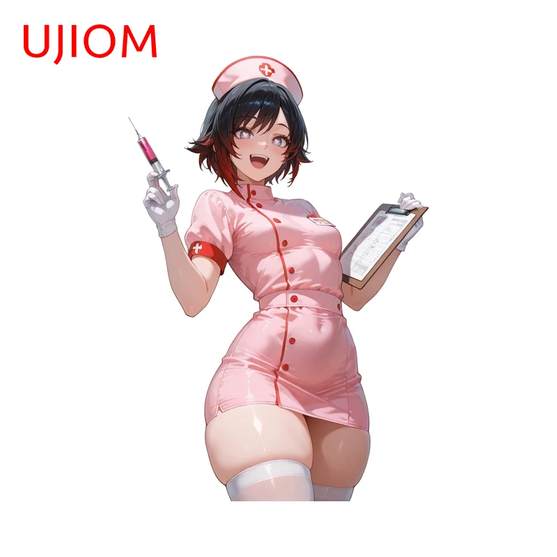 UJIOM Trendy Amusing Girl Nurse Big Chest Picture Wall Sticker Delicate Chic Sunscreen Decal Suitable For Kitchen Cupboard Decor