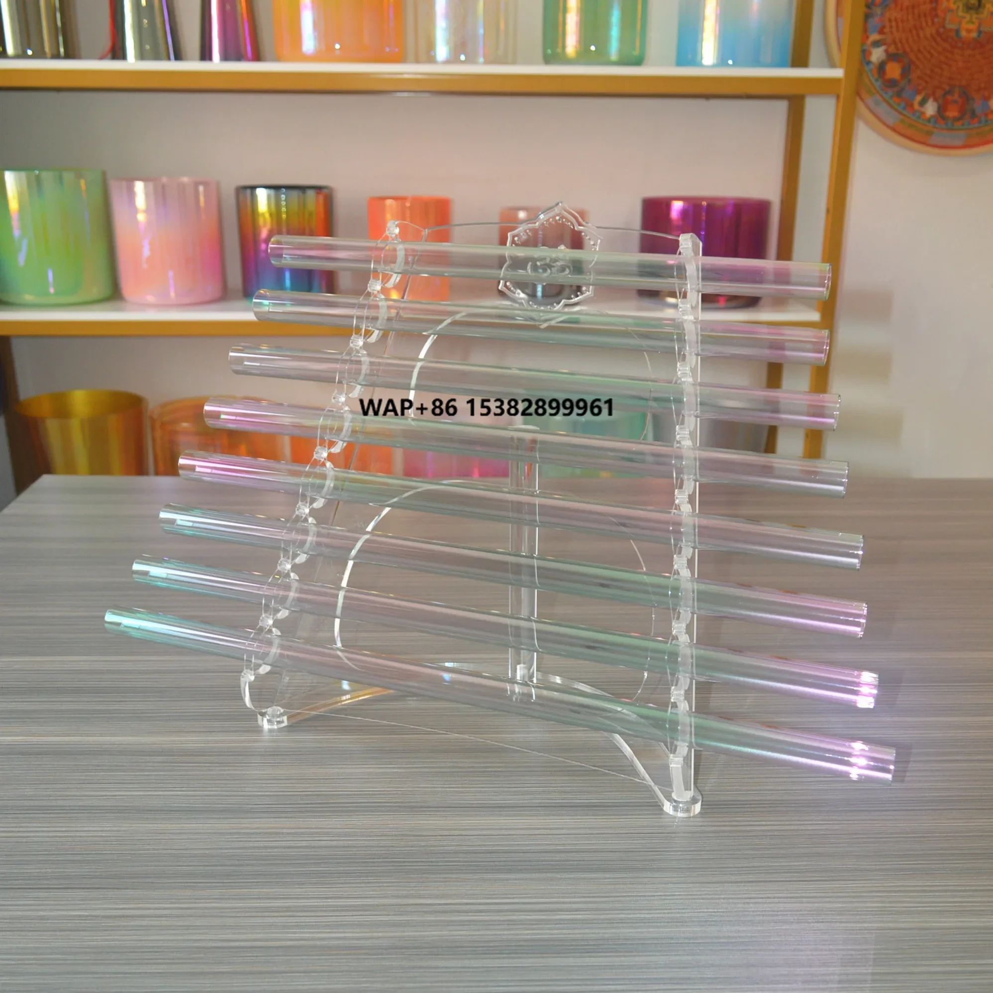 

HF Titanium Type Seven Color Crystal Singing Harp with Stand Chakra Notes 432hz Crystal Harp Musical Instrument Quartz Harp