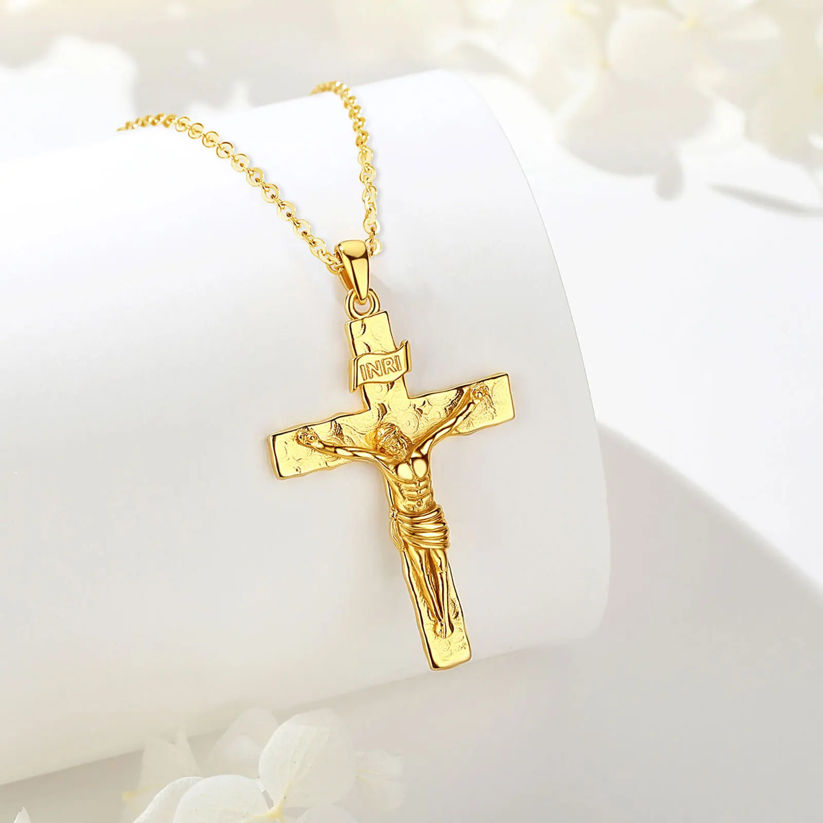 يودورا الصليب الصليب قلادة 925 فضة مطلي 18K الذهب يسوع تميمة قلادة الروحية مجوهرات هدية للرجال والنساء #5