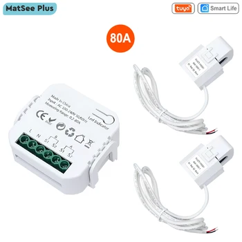 Tuya Smart Life ZigBee Energy Meter Bidirectional 1,2 Channel Current Sensor with Clamp App Monitor Power 80A 110V/240V 50/60Hz
