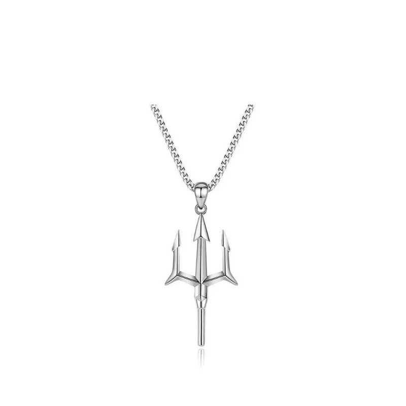 Fashion Myth Poseidon Poseidon Trident Harpoon Pendant Necklace Punk Hip Hop Trendy Casual Jewelry for Men