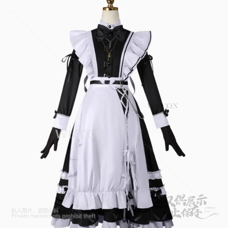 Disfraz de Anime Nijisanji V tuber Kanae, disfraz de sirvienta elegante, trajes de Cosplay, S-2XL, conjunto completo de pelucas cortas/largas para fiesta de Halloween