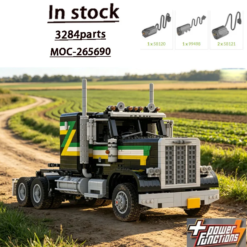 Custom Building Blocks MOC-265690 New City Freight Military Semi-Trailer Truck 3284 Parts MOC Educational Christmas Toy Gift