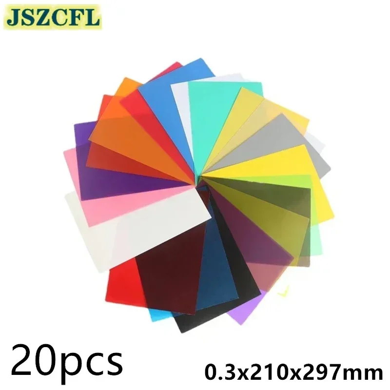 

20PCS A4 0.3x210x297MM colors PVC heat transfer vinyl film T-shirt Iron On HTV Printing crop number pattern Color Card Use