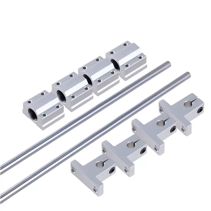 10pcs/Set Linear Rail Shaft Optical Axis 8-12mm + SK8/10/12/16 Shaft Support + SCS8/10/12/16UU Bearing Block For CNC Parts