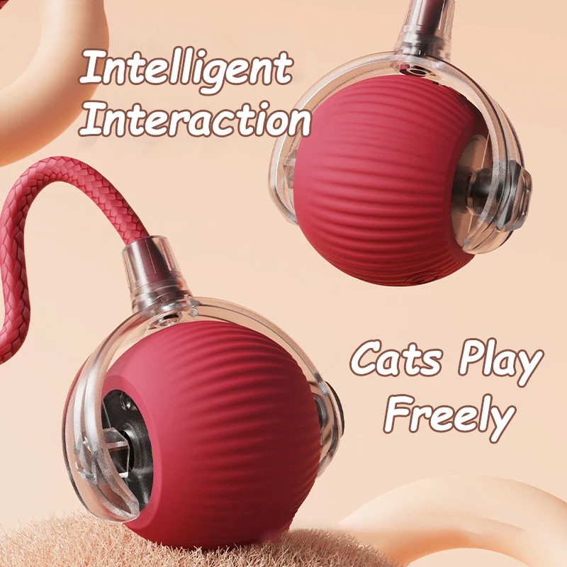 1/2PCS Smart Cat Toys Automatic Rolling Ball Fake Tail Rechargeable Electric Pet Interactive Toy Dog Cat Training Imitate Mouse