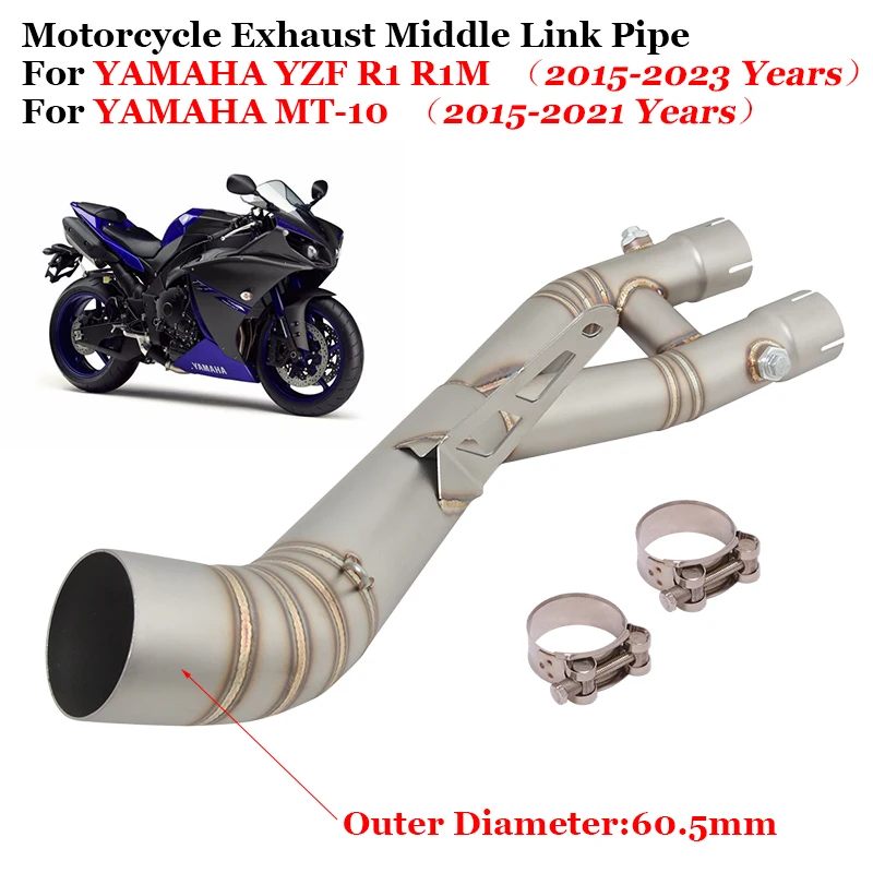 

Motorcycle Exhaust System Escape 60mm Stainless Steel Middle Link Pipe Slip On For YAMAHA YZF-R1 R1M MT-10 2015 - 2022 2023