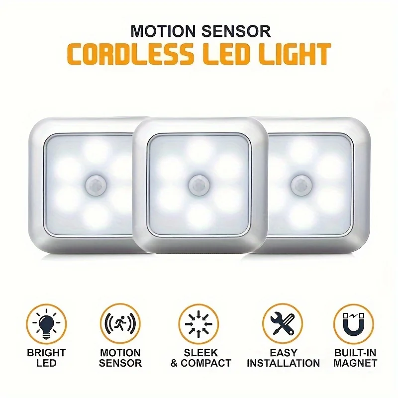 LED Smart Human Body Sensor Night Lights Emergency Automatic Lighting Battery Wireless Magentic Suction LED Cabinet Lights