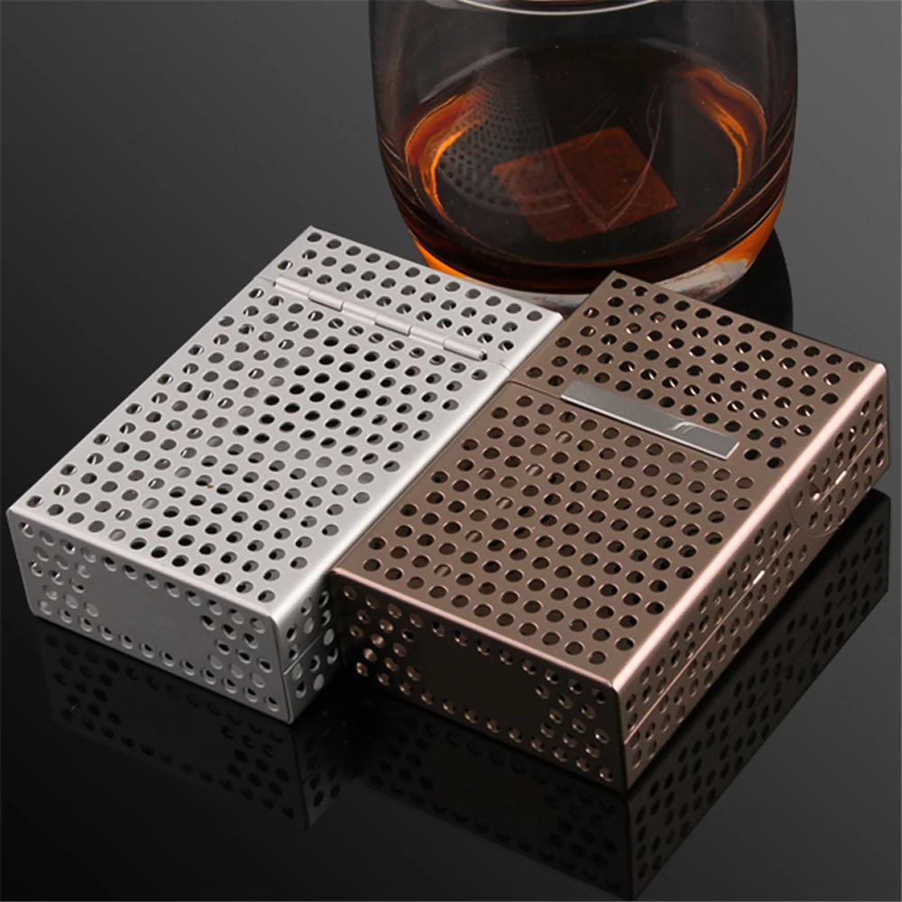 Hollow Metal Cigarette Case 20pcs Capacity Fashional Hollow Flip Cover Tobacco Box Holder Storage Container Smoking Accessories