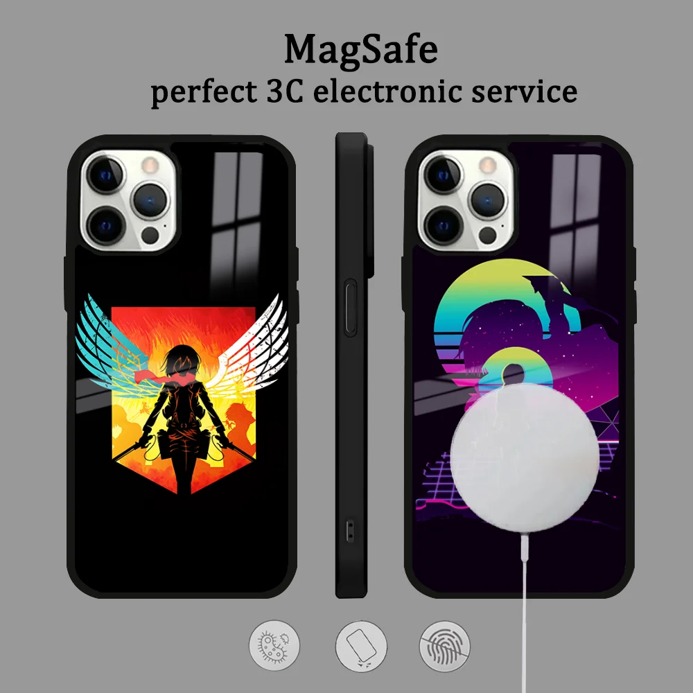 Attack On Titan Phone Case For IPhone 16 15 14 13 12 11 Pro Max Plus Mini Magsafe Mirror Wireless Magnetic Cover