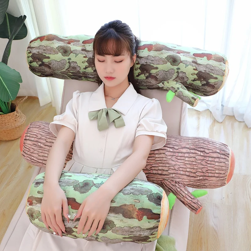 Creative Simulation Tree Stump Wood Pillow Cushion Plush Toy Sleeping Long Pillow For Girl Birthday Gift