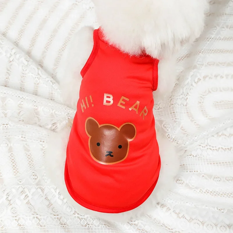 Cute Pet Vest Striped Dog Clothes Sleeveless Summer Cat T-shirt Puppy Summer Clothes Dog Shirt Durable Solid Color Dog Accessory