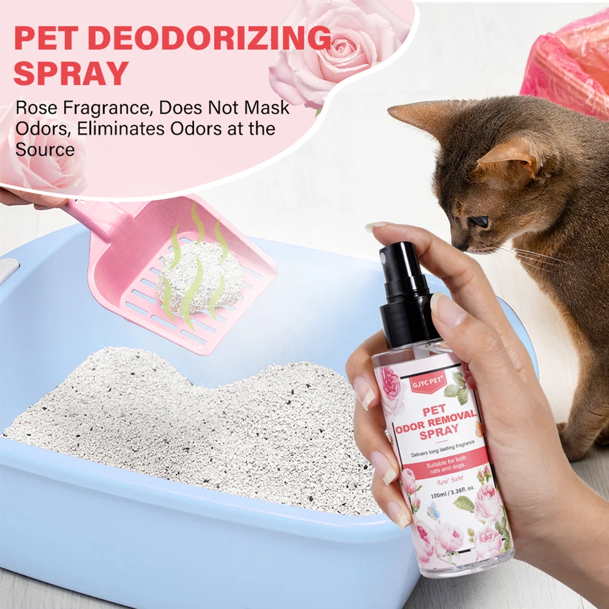Perfume en Spray para Perros y Gatos con Aroma a Jardín de Rosas, Eliminador de Olores Natural, Fragancia Duradera, No Tóxico, para el Cuidado Diario, Todas las Razas