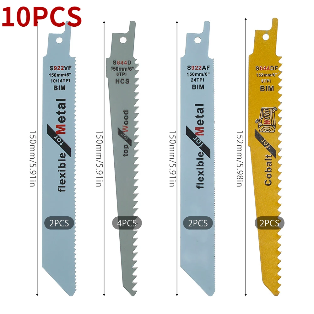 Saw Handsaw Multi Saw Blad10/12Pcs Reciprocating Saw Blades Saber e For Wood Metal Tube Cutting Saw Blade Power Tool Accessories