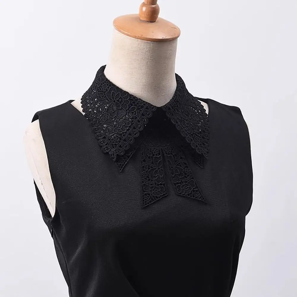 New Lace Floral Fake Collar Detachable Black White Decoration Collar Clothes Trim Women Girls