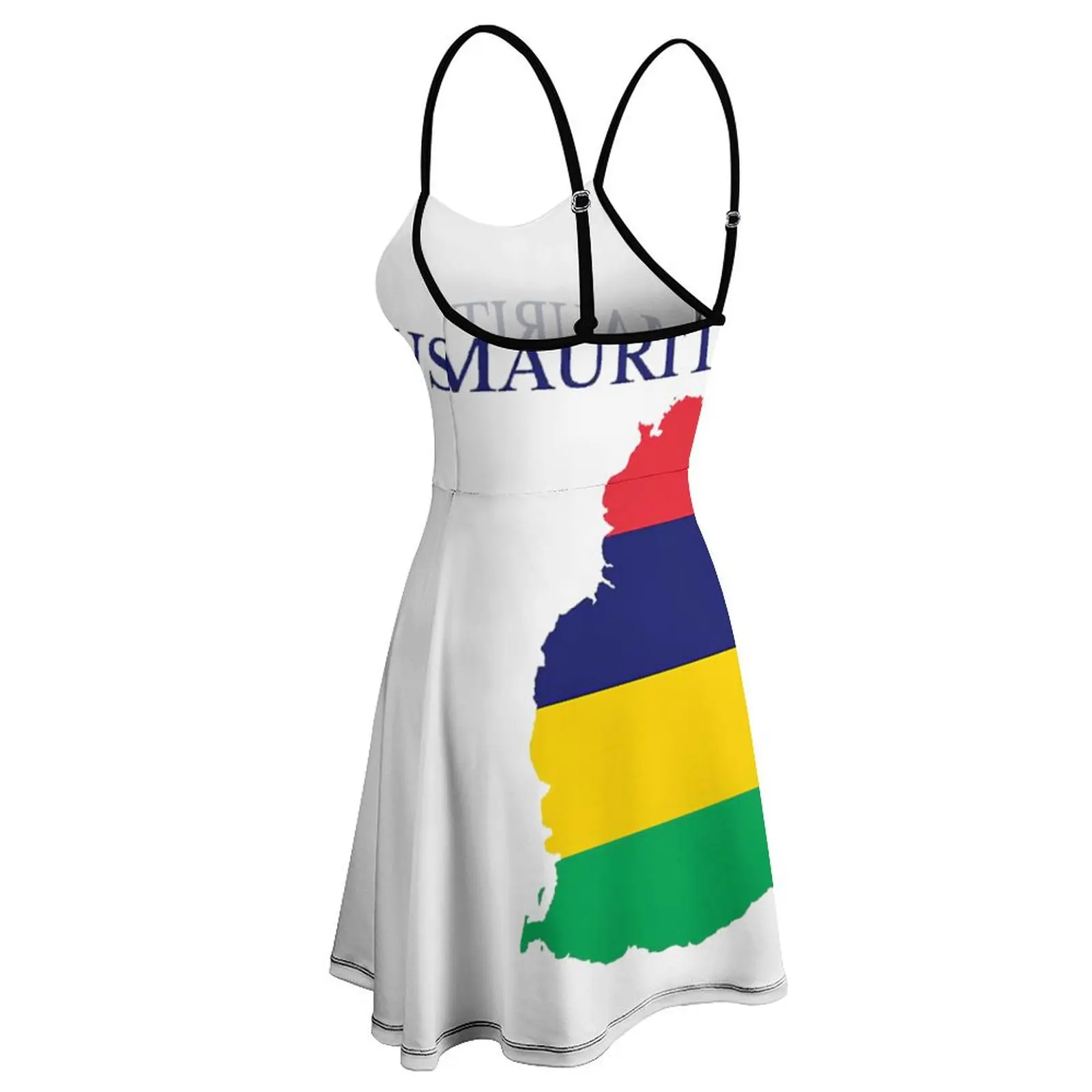 Mauritius Map Flag Women's Sling Dress Humor Graphic Suspender Dress Classic Exotic Woman's Clothing  Vacations