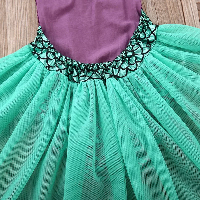 Baby\'s Clothes Girls Summer Clothes Set Sleeveless Lace-up Mermaid Romper Tulle Tutu Skirt Headband 2Pcs Casual Beach Outfits