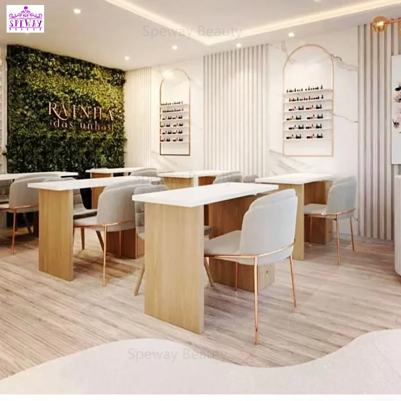 Single Profesional Nail Table and Chairs Taupe Manicure Table with Modern Aspirator
