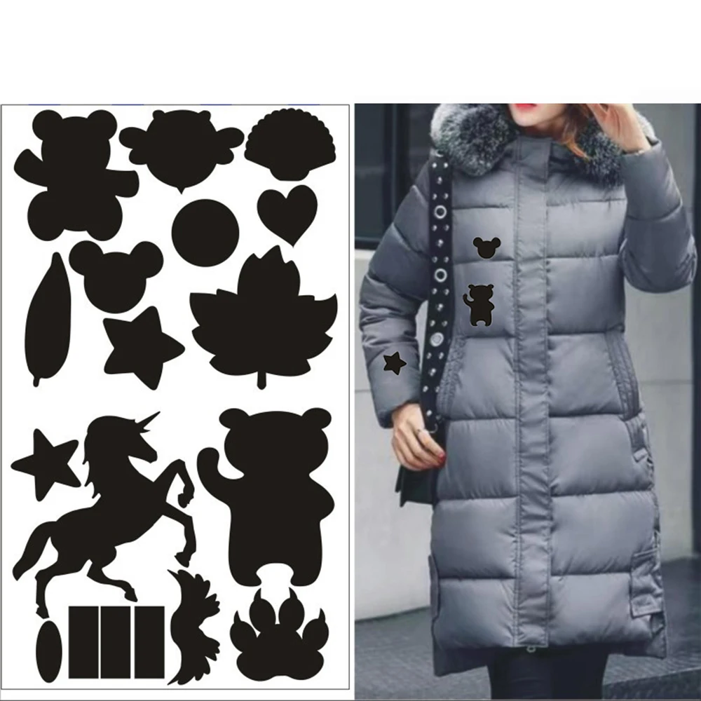 Multigraph Round Star Heart Black Self Adhesive Patches For Down Jackets Repair Hole Patch Raincoat Umbrel Cloth Tent Stickers