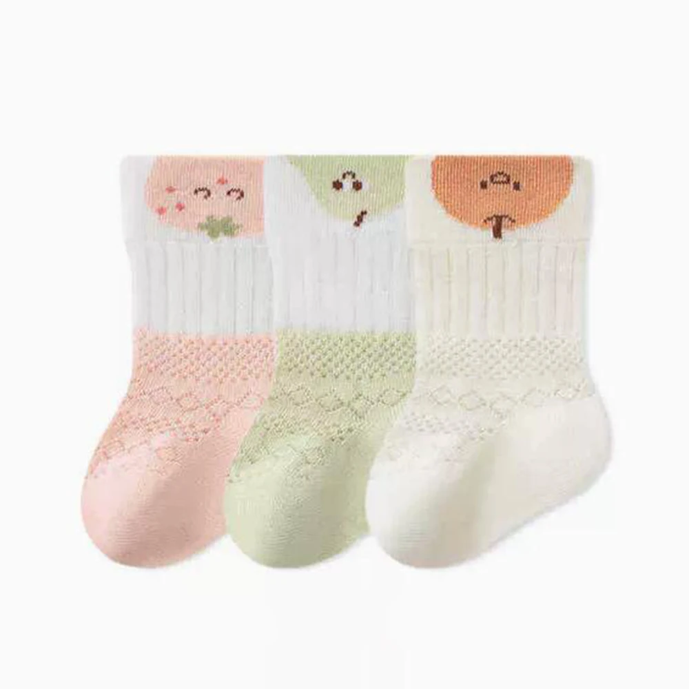 

3 пары детских носков для девочек и мальчиков, хлопковые сетчатые дышащие летние носки для малышей, аксессуары для новорожденных
