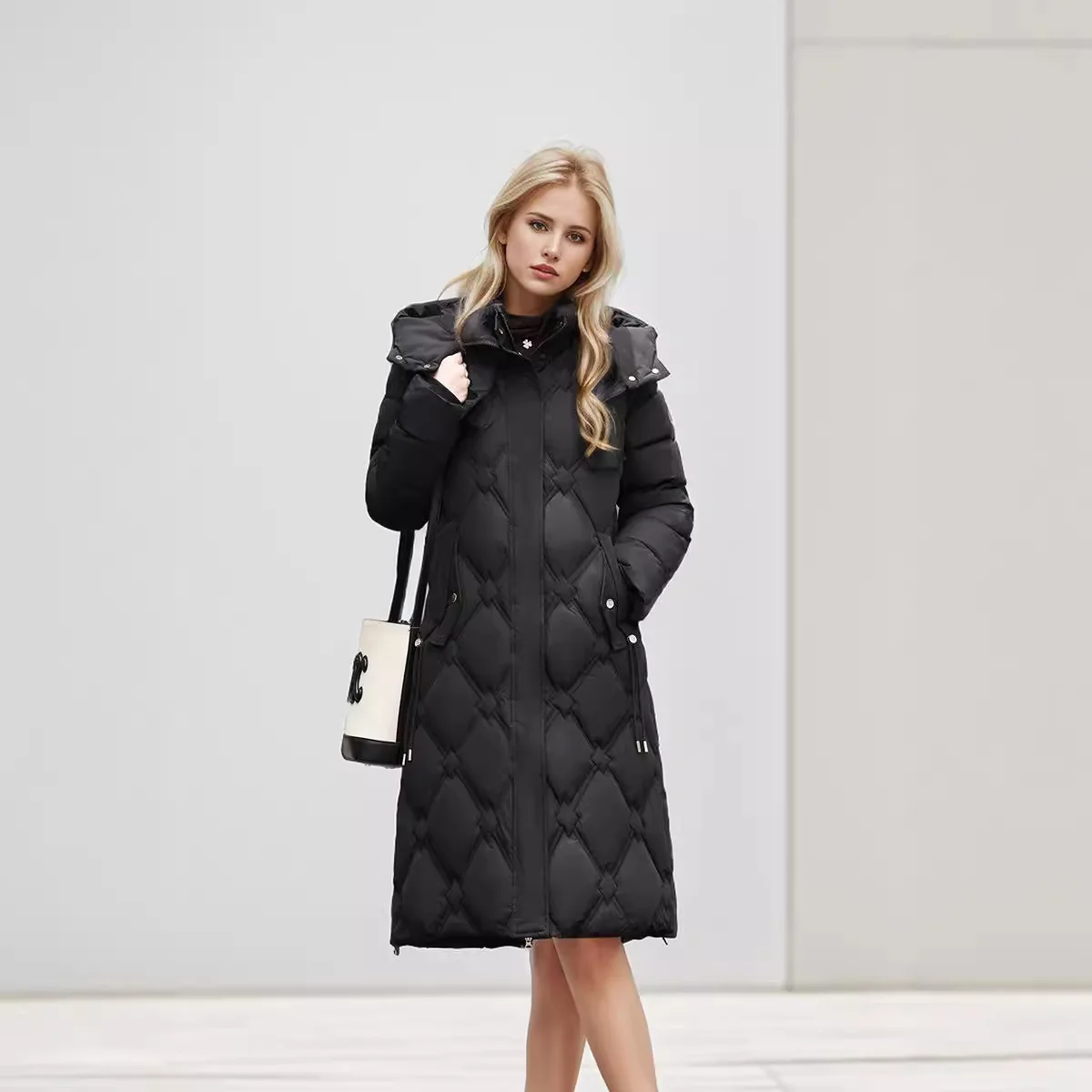 

Women's Cotton-Padded Jacket Hooded Thick Coat High-End Fashion Xiyin Long down Alternative Outerwear