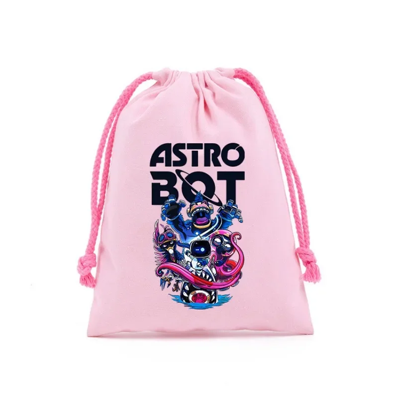 Astro Bot Boys Drawstring Pockets Toy Storage Organize Bag Small Coin Purse Key Earphone Pocket Toiletry Bags Girls Jewelry Case