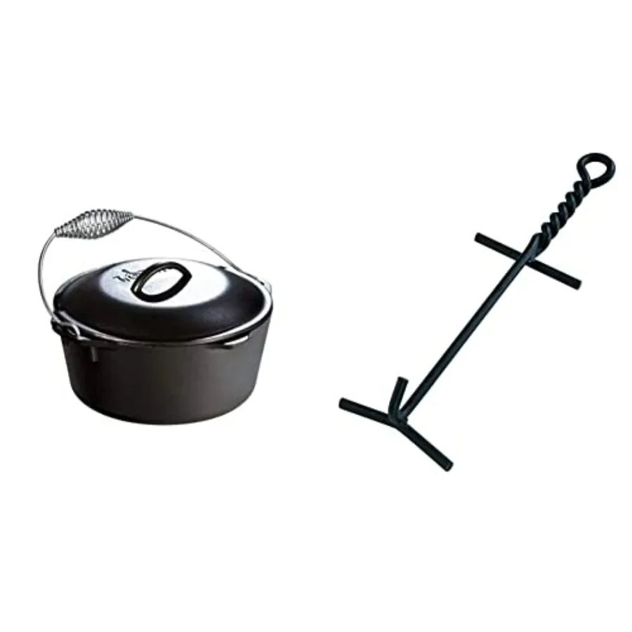 

Cast Iron Dutch Oven 5Quart and Camp Dutch Oven Lid Lifter