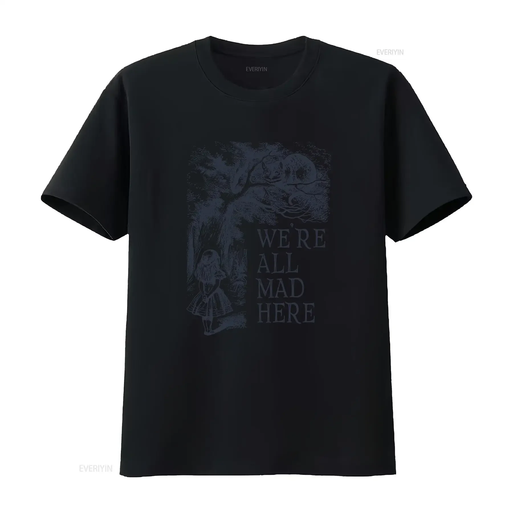 Camiseta LEWIS CARROLL vintage con gráfico lavado, transpirable, a la moda, ropa de diseñador suave, versátil, elegante, unisex, elástica