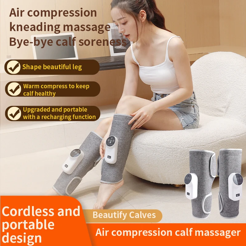 Electric Leg Massager Wireless Heating with Air Compression Leg Massage Device For Pain Relief Calf Muscle Fatigue Relax