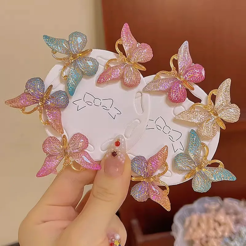 New Hair Clip Children's Two-color Bow Hair Clip Acrylic Gradient Color Cute Fashion Side Shattered Hair Clip Hair Accessories