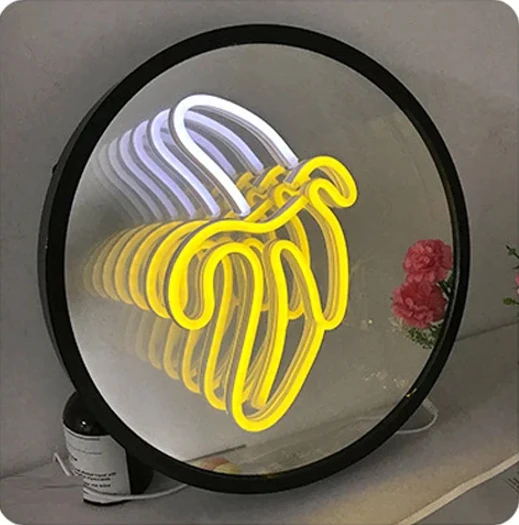 Imagem -04 - Led Infinito Espelho Neon Light com Logotipo Personalizado Sinal 3d Mil Camadas Decoração de Espelho de Acrílico Quarto Atmosfera