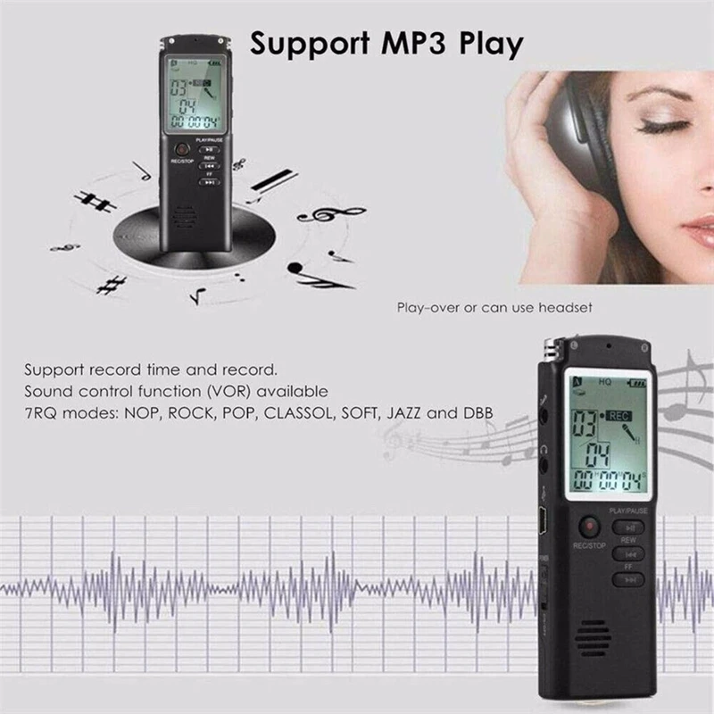 32GB Digital Voice Recorder USB Professional 96H Dictaphone Noise Reduction Digital Audio Voice Recording With WAV MP3 Player