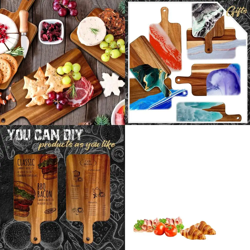 

Set of 10 Acacia Wood Chopping Boards, 15.7 x 7.8, Ideal for Kitchen, Serving, Pizza, Bread, Cheese, Charcuterie, Fruits, Vegeta