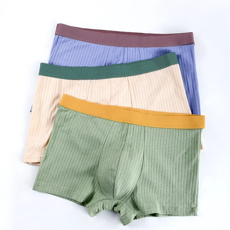 3PC Herrenunterwäsche Herren antibakterielle Baumwoll-Boxershorts Sommer dünn Plus Size Shorts atmungsaktiv Jungen Sport-Boxershorts Kopf