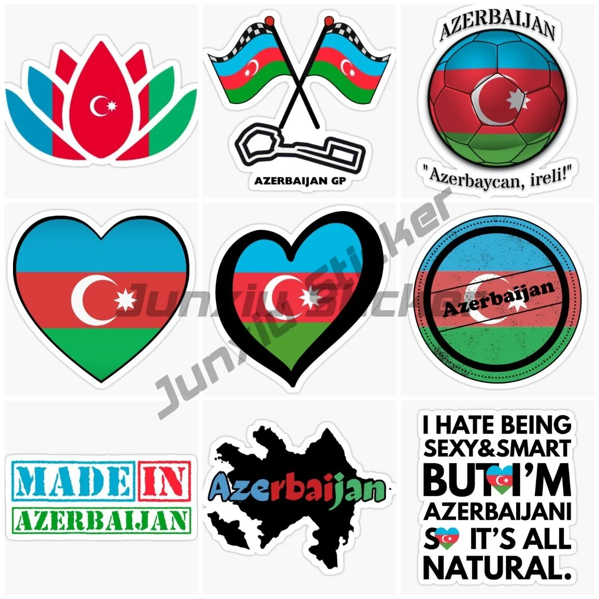 

Azerbaijan Coat of Arms Sticker Azərbaycan Respublikas Azerbaijan Flag Vinyl Decal for Car Trucks Laptop Decal Accessories