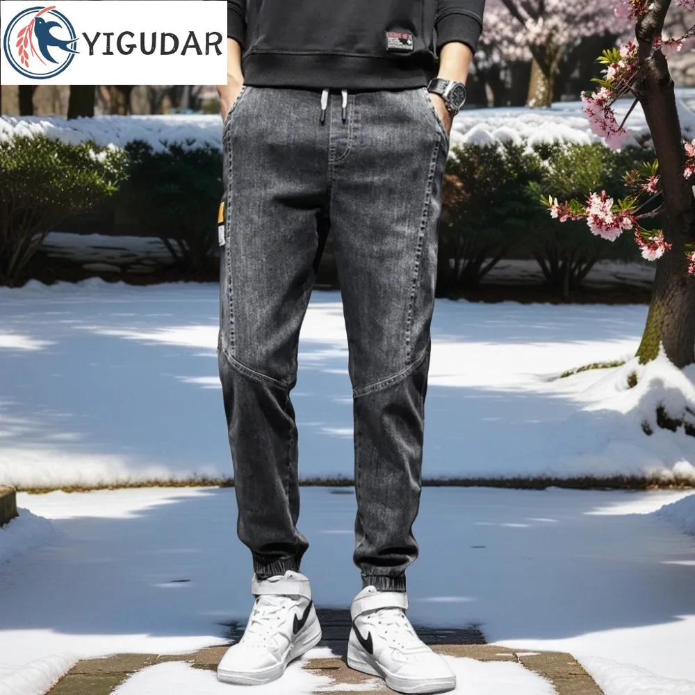 

Washed Thick Fashion Flannel Winter Damage Pants Custom Denim Men New Arrival Designer Style Winter Fashion Loose Jeans