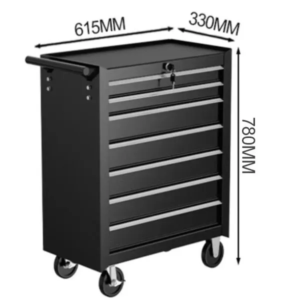7-Drawer Auto Repair Box Cart Chest Workbench Workshop Tool Trolley Rolling Tool Cabinet With Tools
