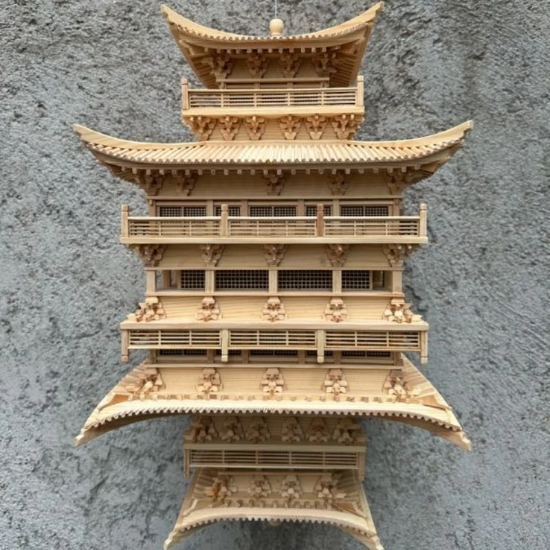 

Hotel shopping mall large space decoration hanging wood carving ancient buildings
