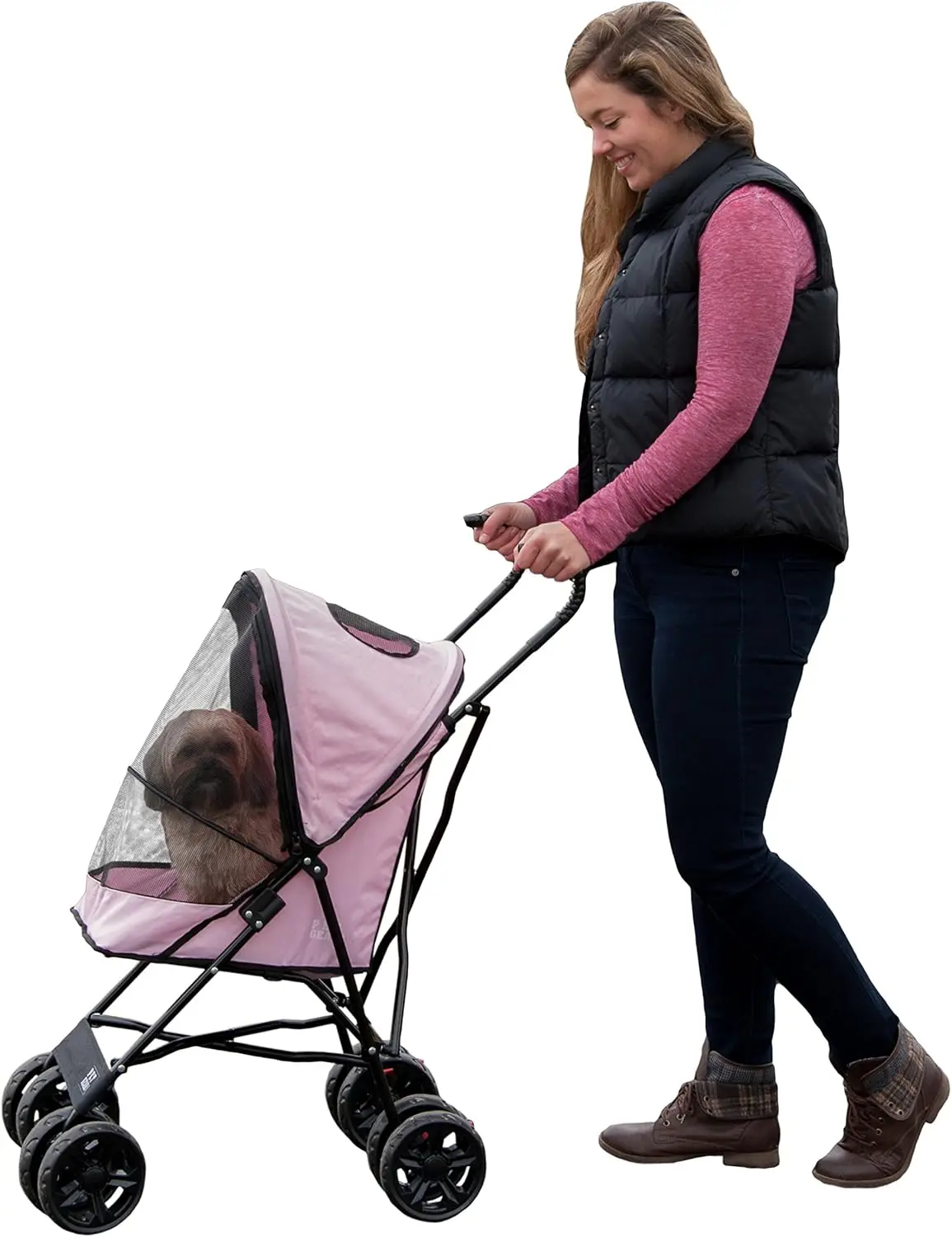 

Compact Pet Stroller, Easy Fold, No Assembly, Rose Quartz for Pets Up to 15lbs