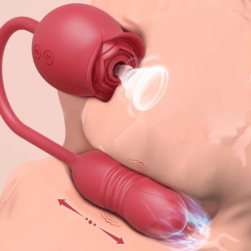Rose-Sucking Vibrator for Women Clit Clitor Stimulator G Spot Thrusting Dildo Vibrating Female Masturbator Massage   Toy
