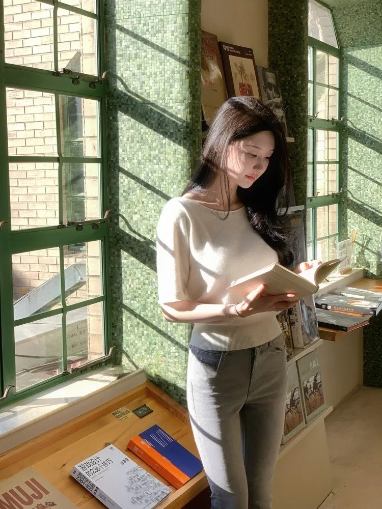 

Wcouture Вязаный топ из пушистого меха медведя с рукавом три четверти, из кроличьего плюша, 28% нейлон, 25% акрил