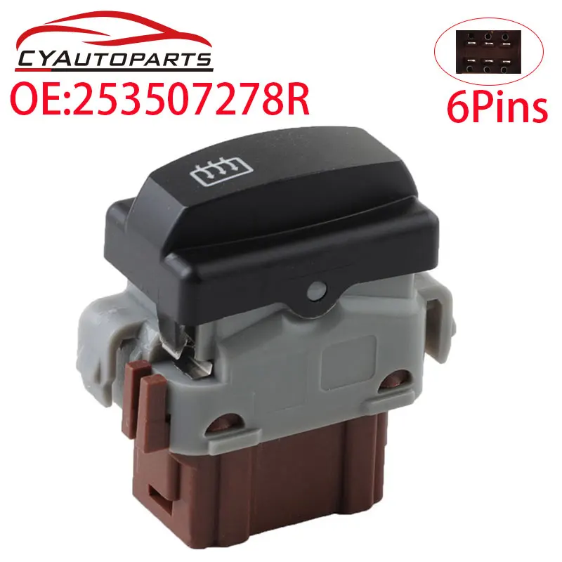 Nuevo botón de interruptor de calor de coche para Renault Logan 2011-2014 Renault DusI 2011-2014 253507278 R 25350-7278R